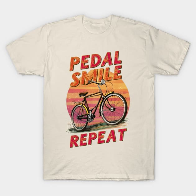 Pedal, Smile, Repeat - Bike Month T-Shirt by CreationArt8
